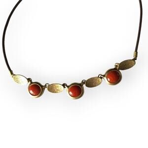 Axcess (Liz Claiborne brand) XC faux carnelian cabochon necklace